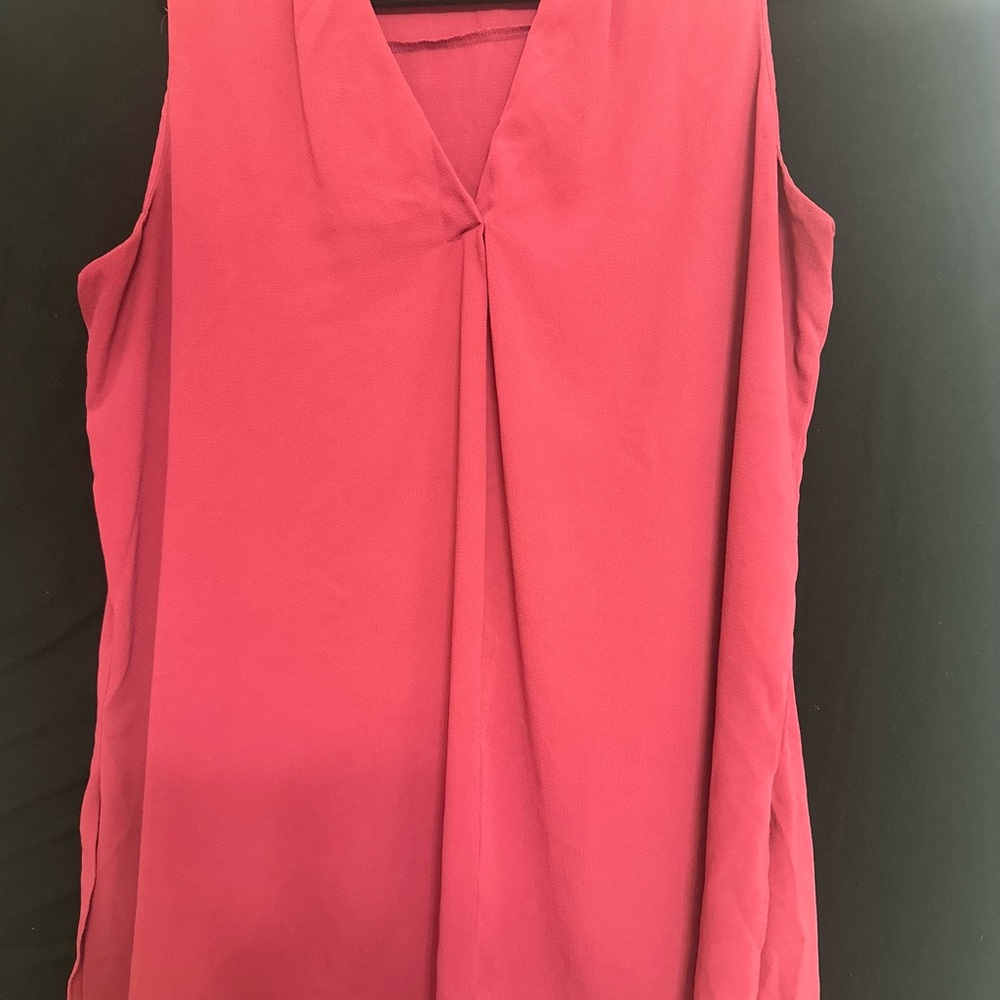Worthington Vibrant Pink V-Neck Blouse